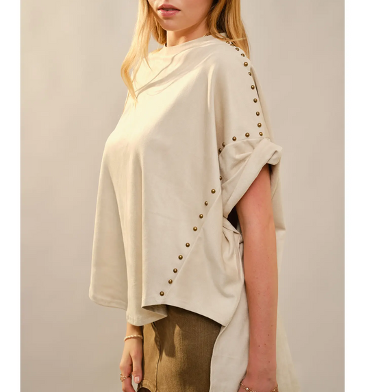 Faux Suede Studded Tee