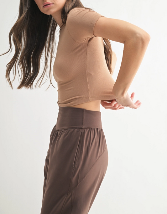 Essential Micro-Ribbed Athleisure Baby Tee