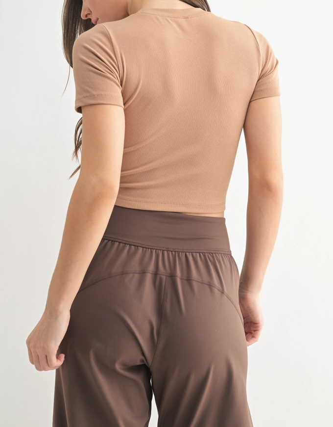 Essential Micro-Ribbed Athleisure Baby Tee