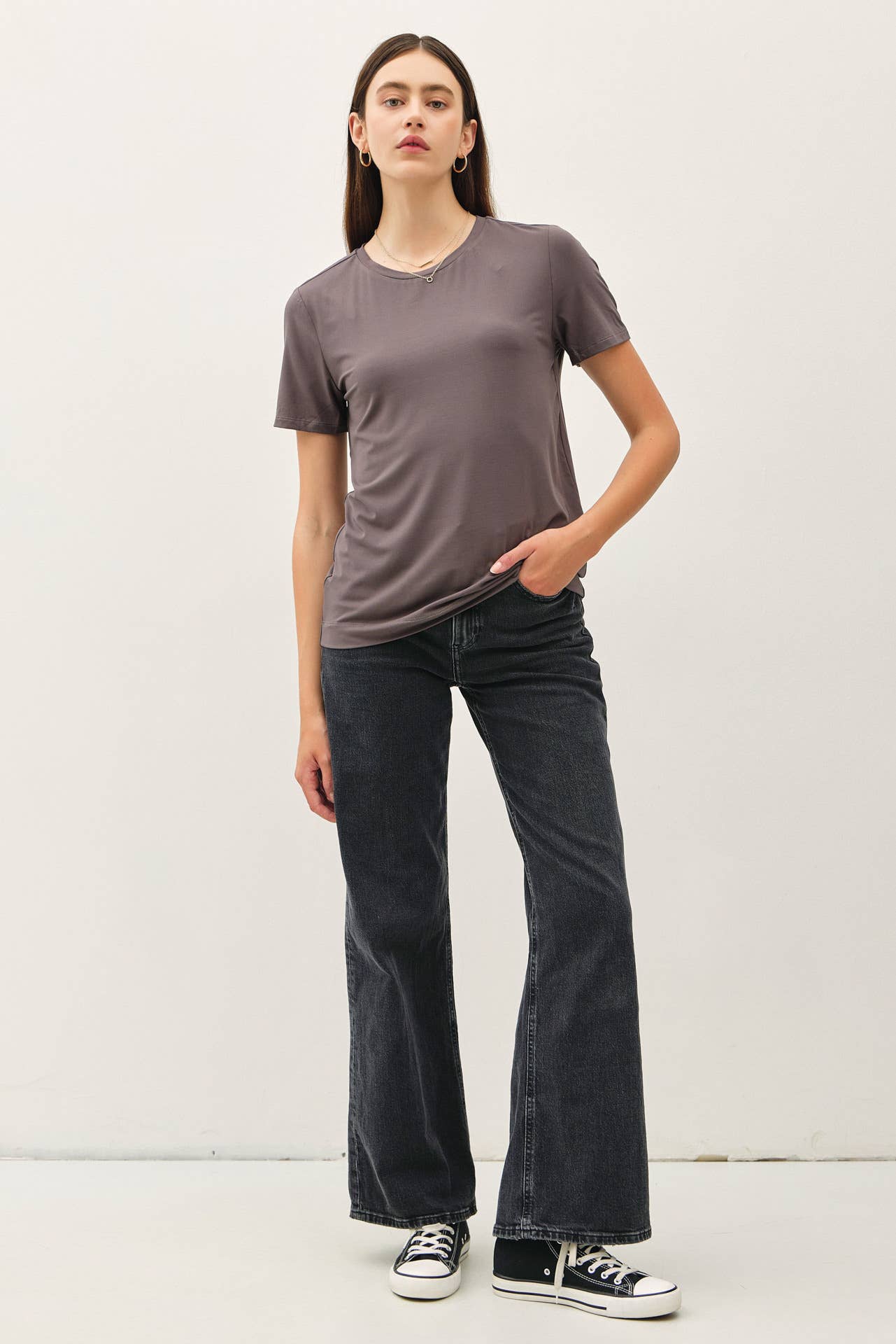 NEW COLOR-BAMBOO/MODAL BASIC ROUND NECK T-SHIRT