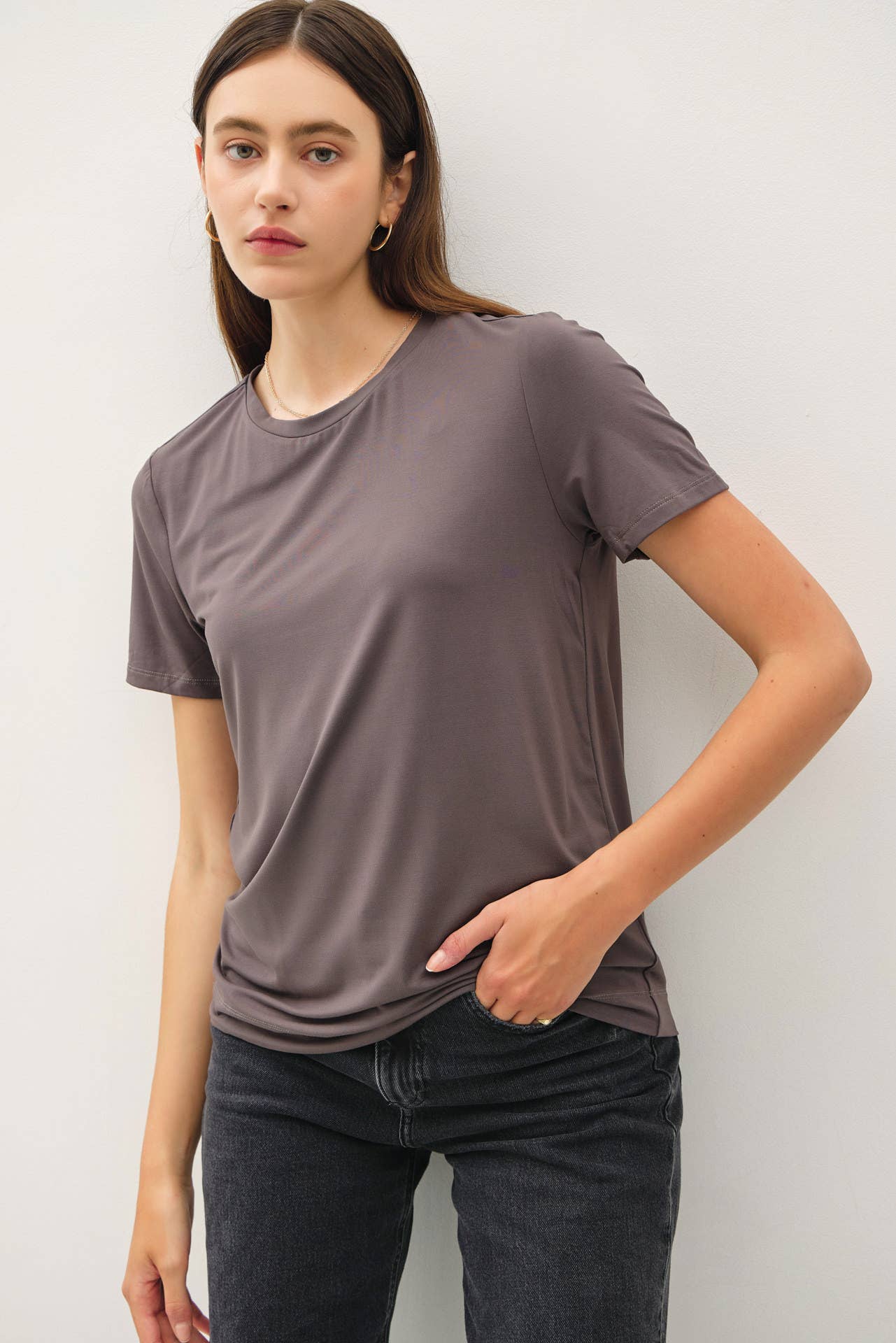 NEW COLOR-BAMBOO/MODAL BASIC ROUND NECK T-SHIRT