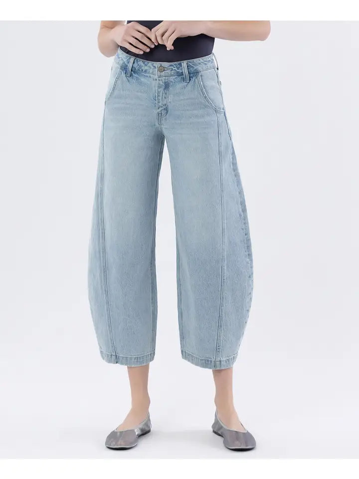 Island High Rise Front Seam Extreme Wide Barrel Leg Jeans