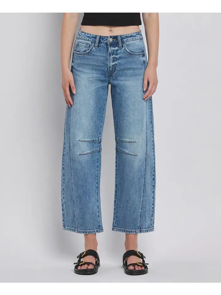 Kate High Rise Dart Structured Fit Barrel Leg Jeans