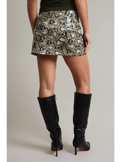 Mid-Rise Snake Effect Mini Skirt