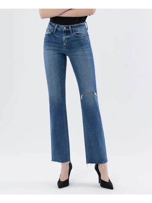 Victoria High Rise Raw Hem Straight Jeans