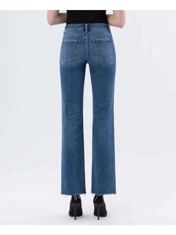Victoria High Rise Raw Hem Straight Jeans