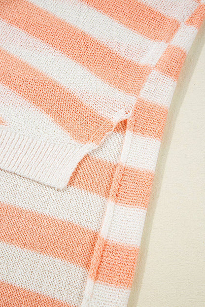 Beige USA Flag Notched Neckline Loose Sweater Vest