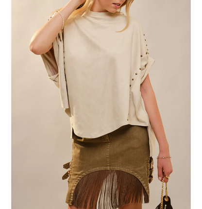 Faux Suede Studded Tee