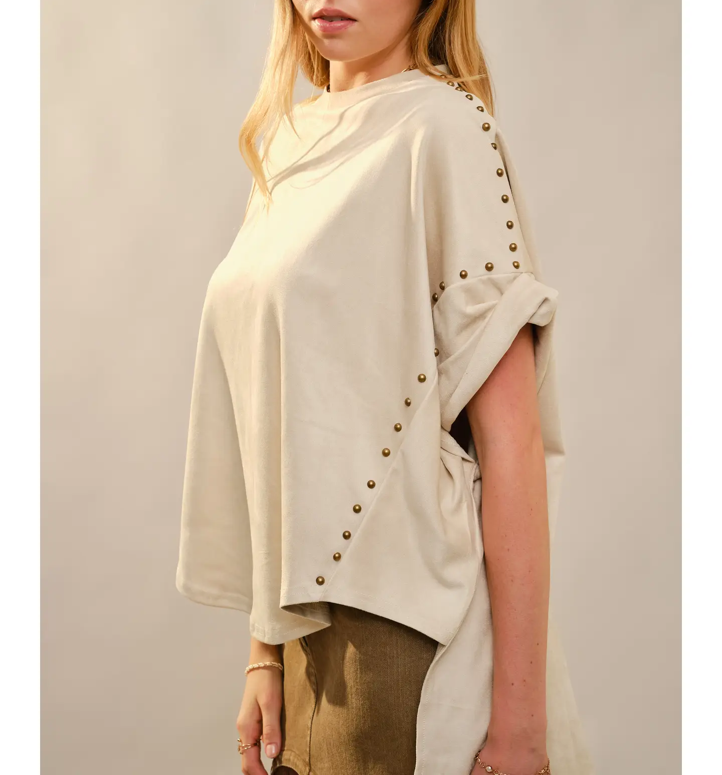 Faux Suede Studded Tee