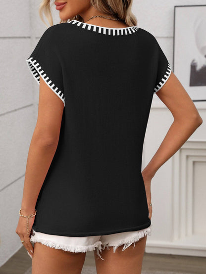 2026 V Neck Cape Sleeve Knit Summer Top
